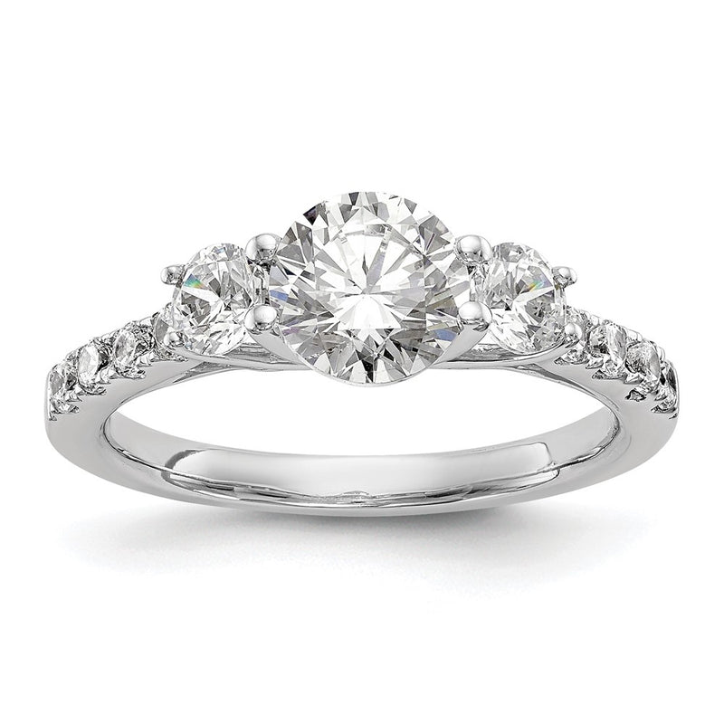 14K White Gold 3 Stone Simulated Diamond Engagement Ring