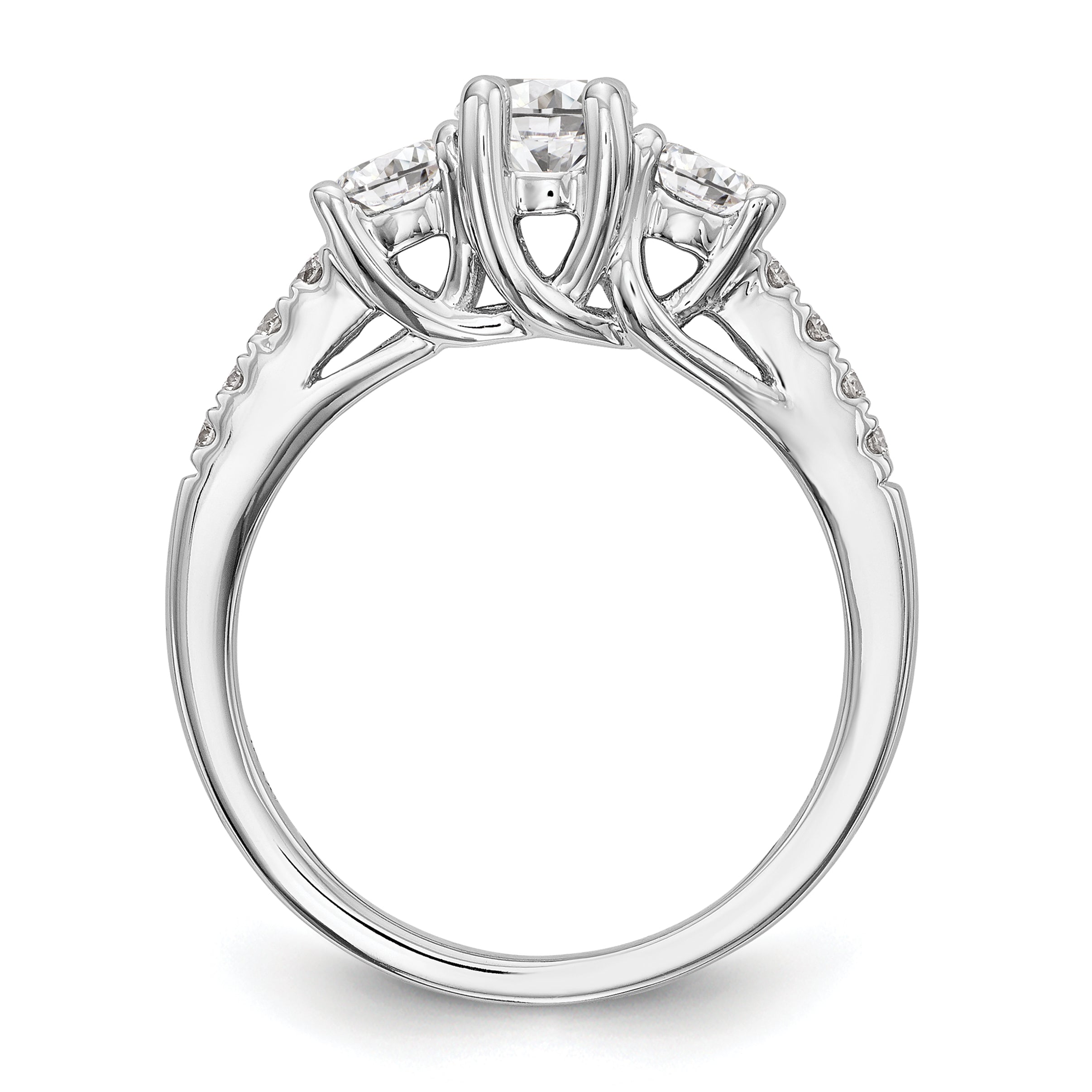 14K White Gold 1 1/5 Carat Lab Grown Diamond Vs/Si+ G+ Complete Size 9 Three Stone Engagement Ring (Size 9 Only)