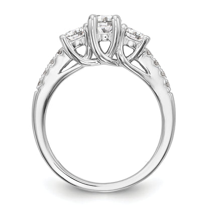 14K White Gold 1 1/5 Carat Lab Grown Diamond Vs/Si+ G+ Complete Size 9 Three Stone Engagement Ring (Size 9 Only)