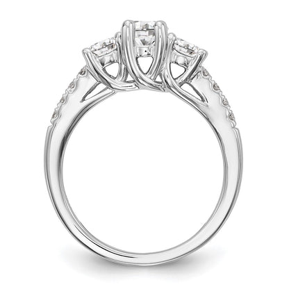14k White Gold 1 1/5 Ct. Lab Grown Diamond VS/SI+ G+ Complete Size 6 Three Stone Engagement Ring