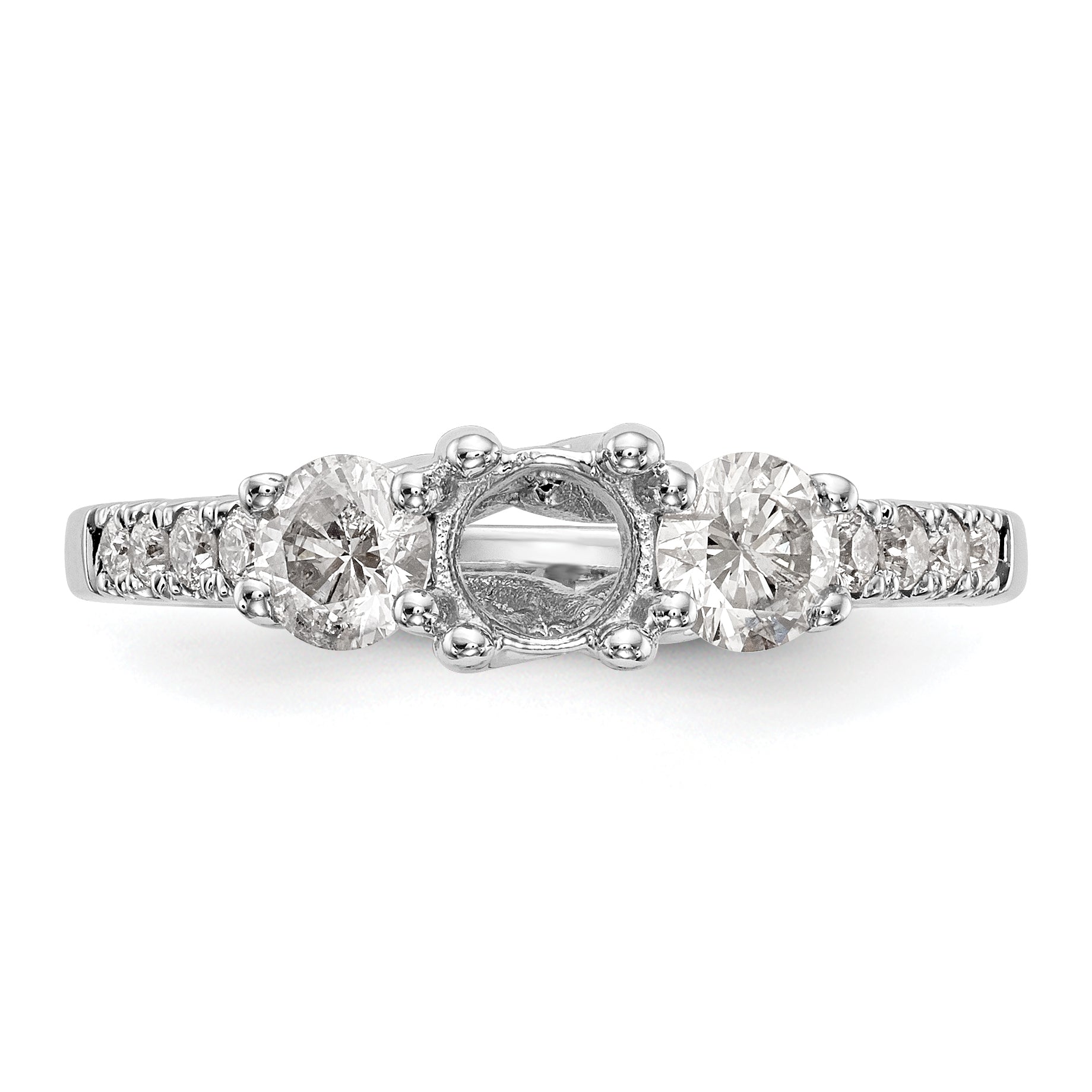 14K White Gold 1 1/5 Carat Lab Grown Diamond Vs/Si+ G+ Complete Size 9 Three Stone Engagement Ring (Size 9 Only)