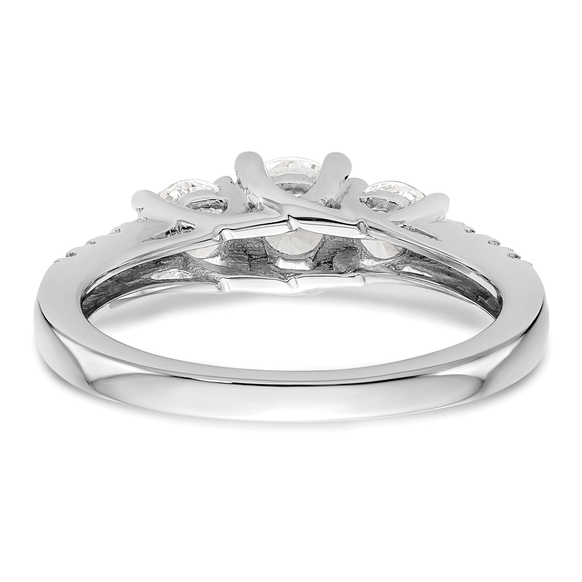 14K White Gold 1 1/5 Carat Lab Grown Diamond Vs/Si+ G+ Complete Size 9 Three Stone Engagement Ring (Size 9 Only)
