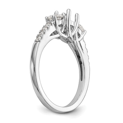 14K White Gold 1 1/5 Carat Lab Grown Diamond Vs/Si+ G+ Complete Size 9 Three Stone Engagement Ring (Size 9 Only)