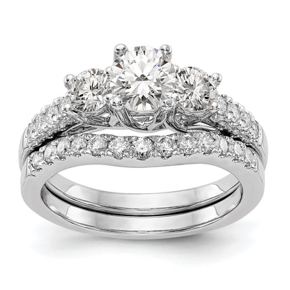 14K White Gold 1 1/5 Carat Lab Grown Diamond Vs/Si+ G+ Complete Size 9 Three Stone Engagement Ring (Size 9 Only)