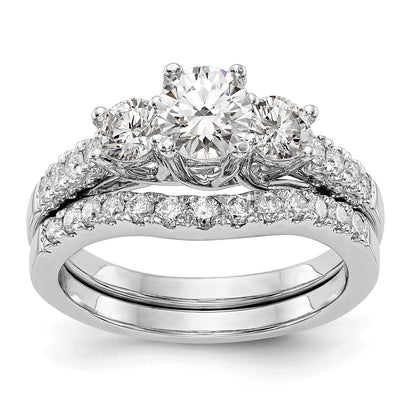 14k White Gold 1 1/5 Ct. Lab Grown Diamond VS/SI+ G+ Complete Size 6 Three Stone Engagement Ring