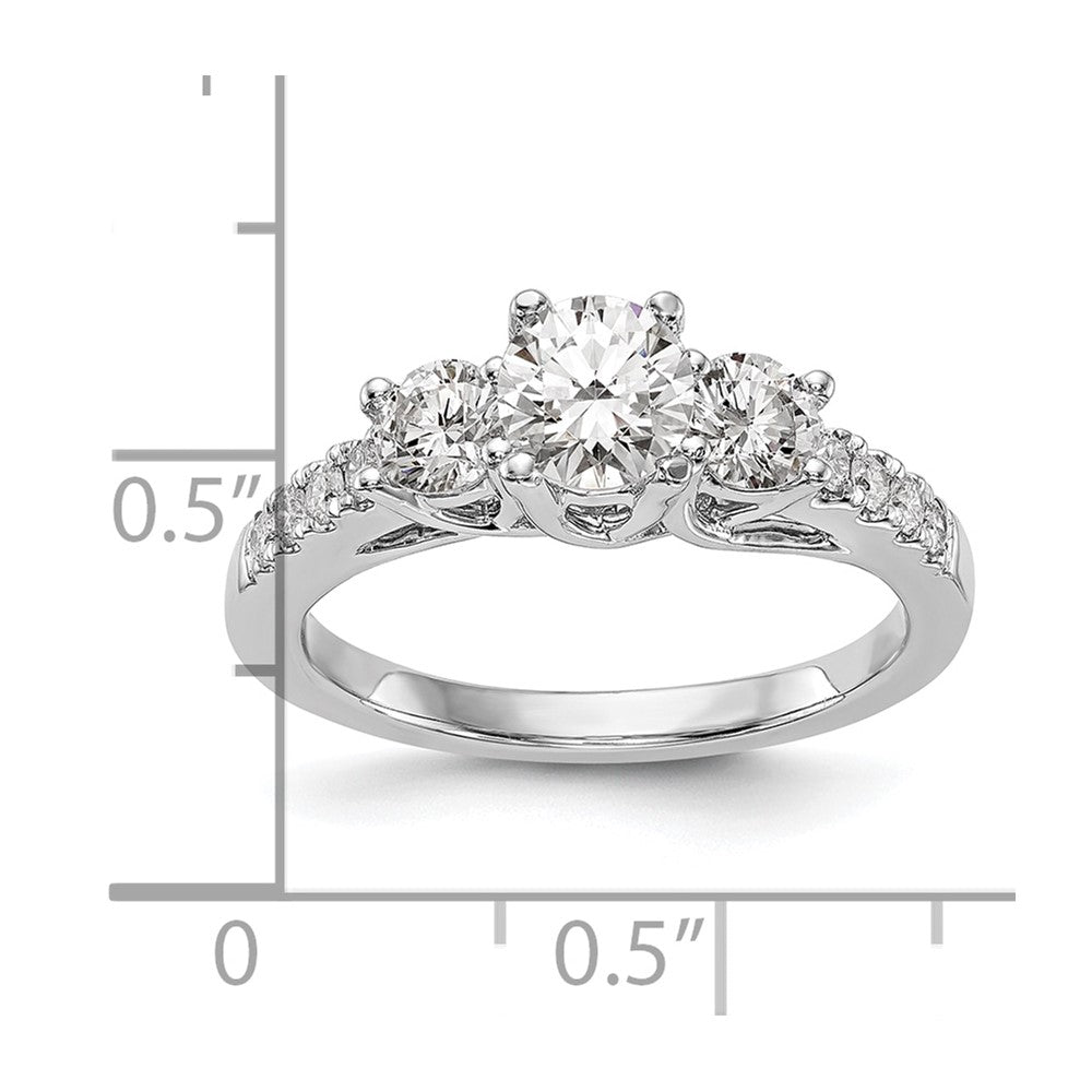 14k White Gold 1 1/5 Ct. Lab Grown Diamond VS/SI+ G+ Three Stone Engagement Ring