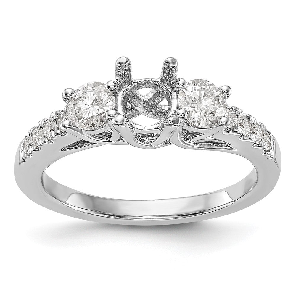 14k White Gold 1 1/5 Ct. Lab Grown Diamond VS/SI+ G+ Complete Size 7 Three Stone Engagement Ring