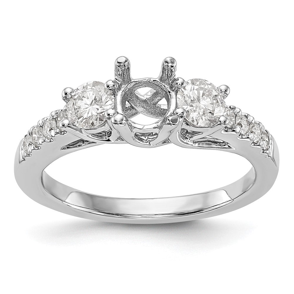 14K White Gold 3 Stone Simulated Diamond Engagement Ring