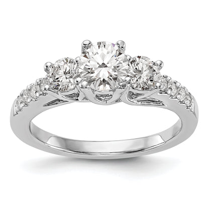 14K White Gold 1 1/5 Carat Lab Grown Diamond Vs/Si+ G+ Complete Size 9 Three Stone Engagement Ring (Size 9 Only)