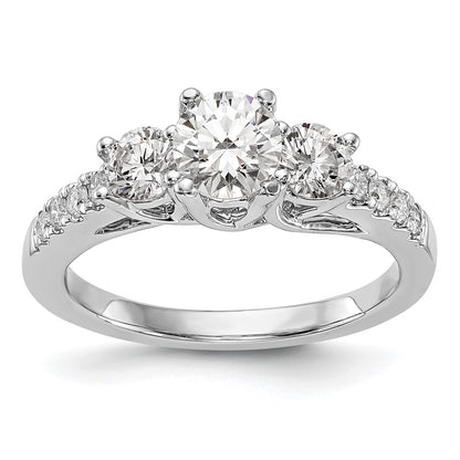 14K White Gold 3 Stone Simulated Diamond Engagement Ring