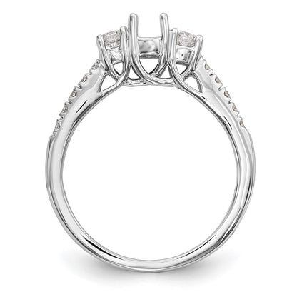 14K White Gold 3 Stone Simulated Diamond Engagement Ring