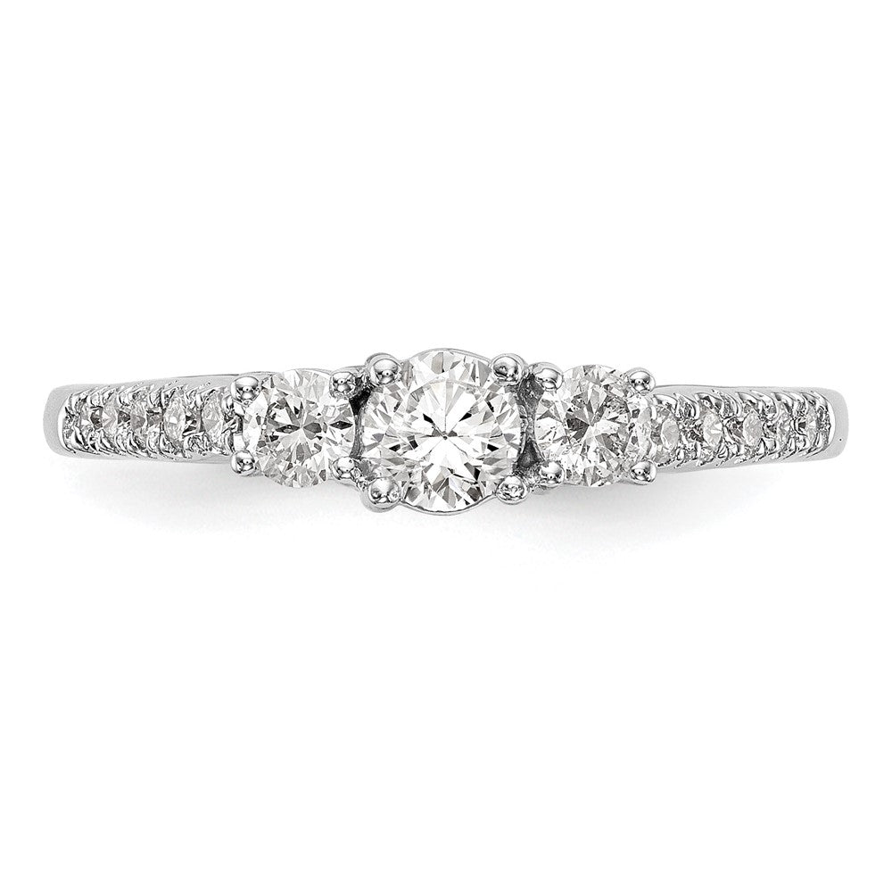 14K White Gold 3 Stone Simulated Diamond Engagement Ring
