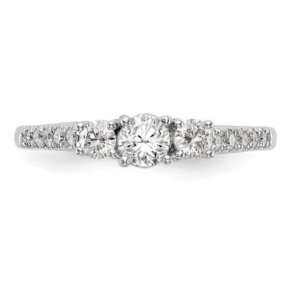 14K White Gold 3 Stone Simulated Diamond Engagement Ring