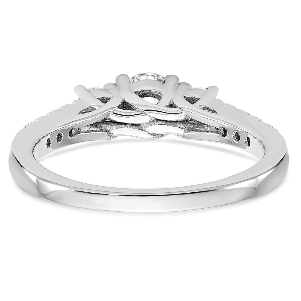 14K White Gold 3 Stone Simulated Diamond Engagement Ring