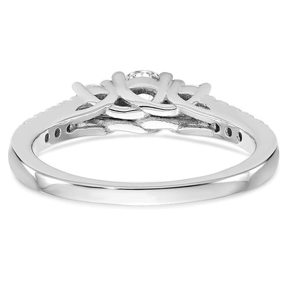 14K White Gold 3 Stone Simulated Diamond Engagement Ring