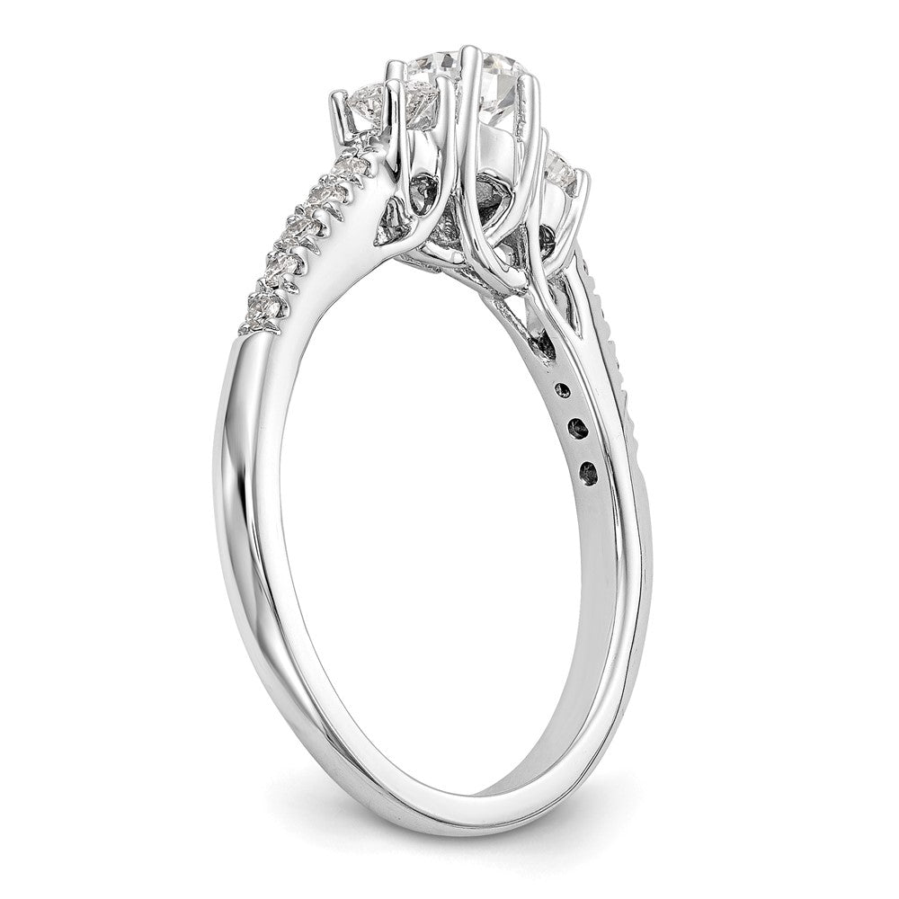 14K White Gold 3 Stone Simulated Diamond Engagement Ring