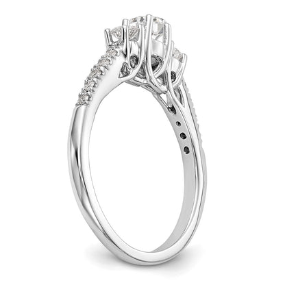 14K White Gold 3 Stone Simulated Diamond Engagement Ring