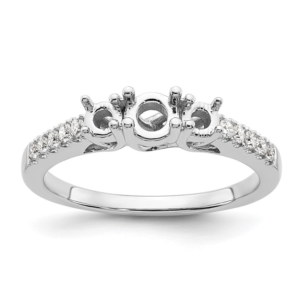 14K White Gold 3 Stone Simulated Diamond Engagement Ring