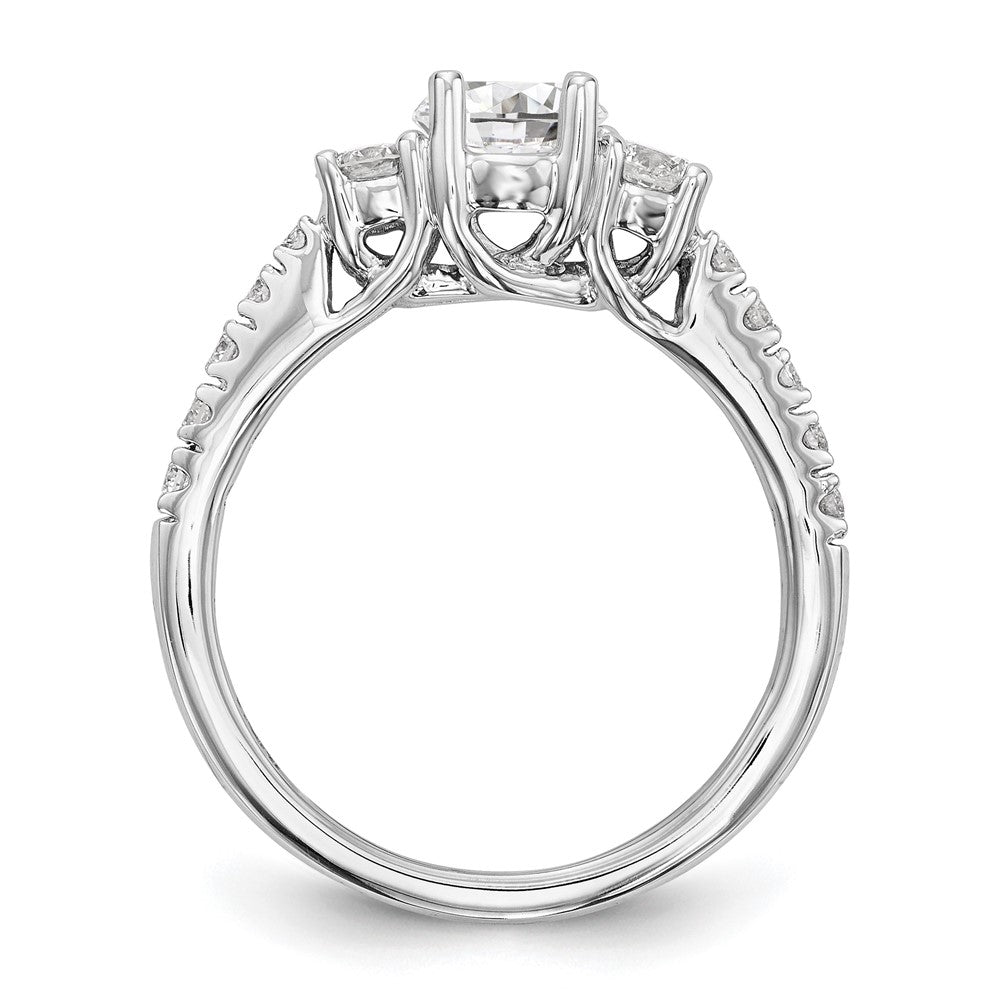 14K White Gold 3 Stone Simulated Diamond Engagement Ring