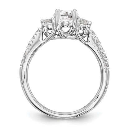 14K White Gold 3 Stone Simulated Diamond Engagement Ring