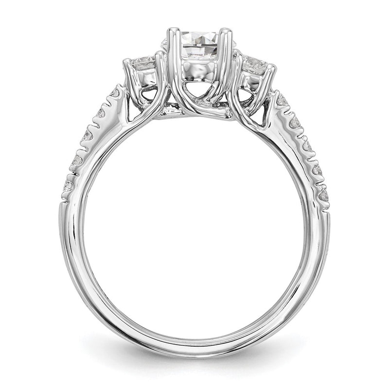 14K White Gold 3 Stone Simulated Diamond Engagement Ring