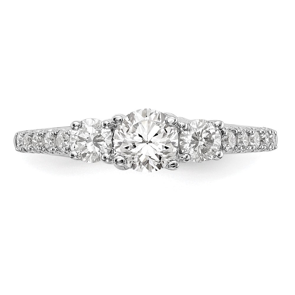 14K White Gold 3 Stone Simulated Diamond Engagement Ring