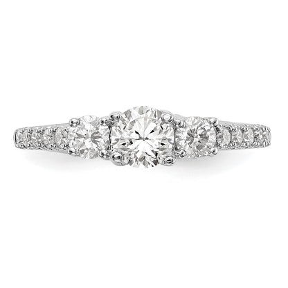 14K White Gold 3 Stone Simulated Diamond Engagement Ring