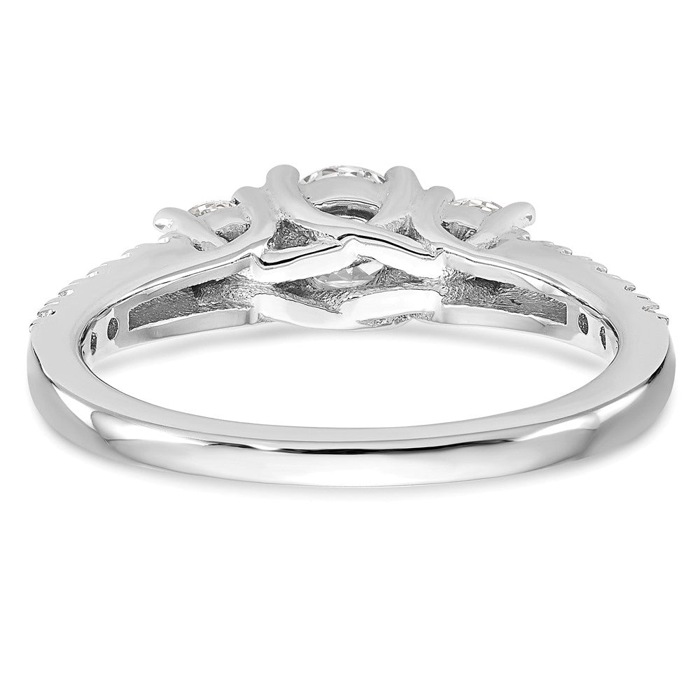 14K White Gold 3 Stone Simulated Diamond Engagement Ring