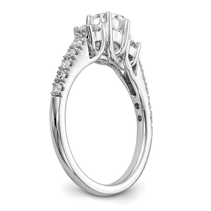 14K White Gold 3 Stone Simulated Diamond Engagement Ring