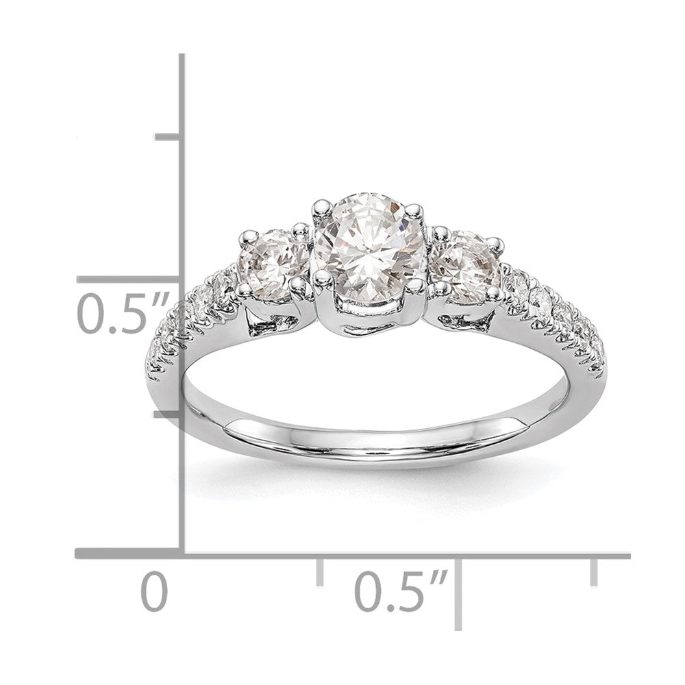 14K White Gold 3 Stone Simulated Diamond Engagement Ring