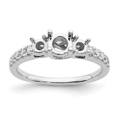 14K White Gold 3 Stone Simulated Diamond Engagement Ring