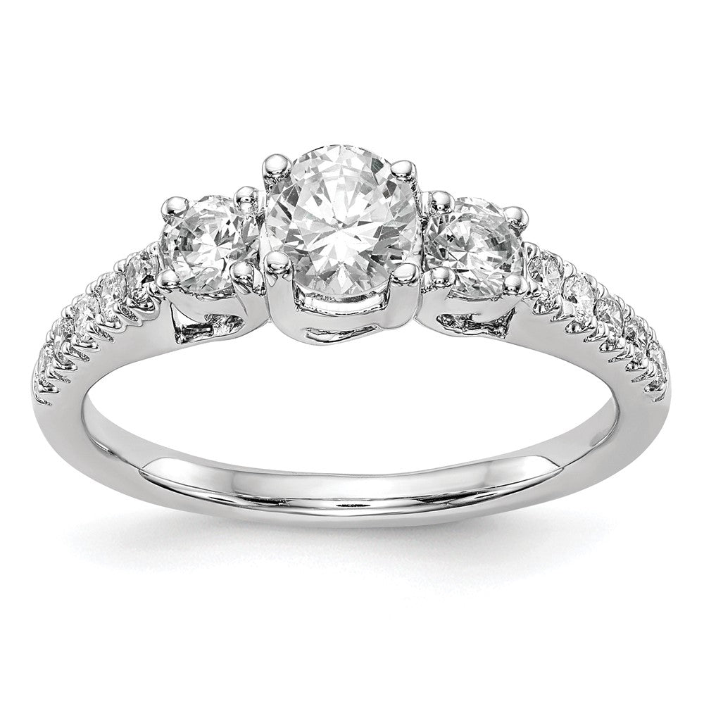 14K White Gold 3 Stone Simulated Diamond Engagement Ring