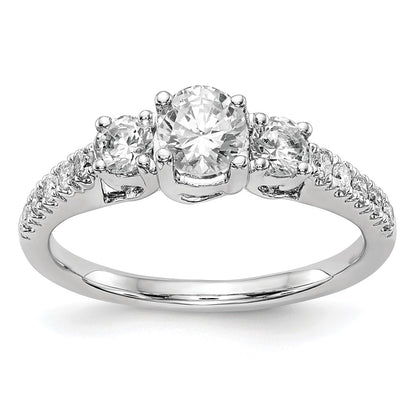 14K White Gold 3 Stone Simulated Diamond Engagement Ring