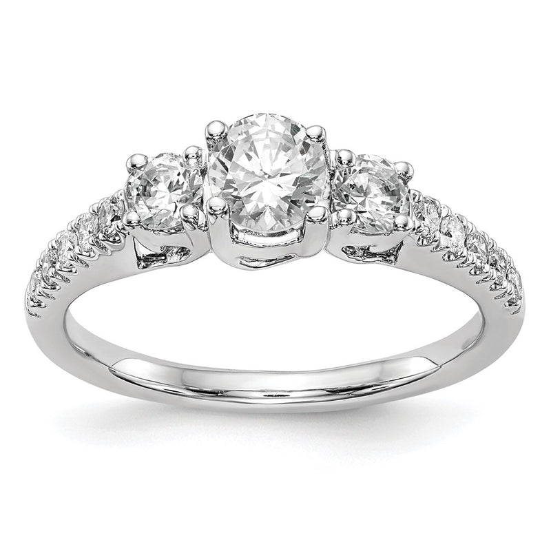 14K White Gold 3 Stone Simulated Diamond Engagement Ring