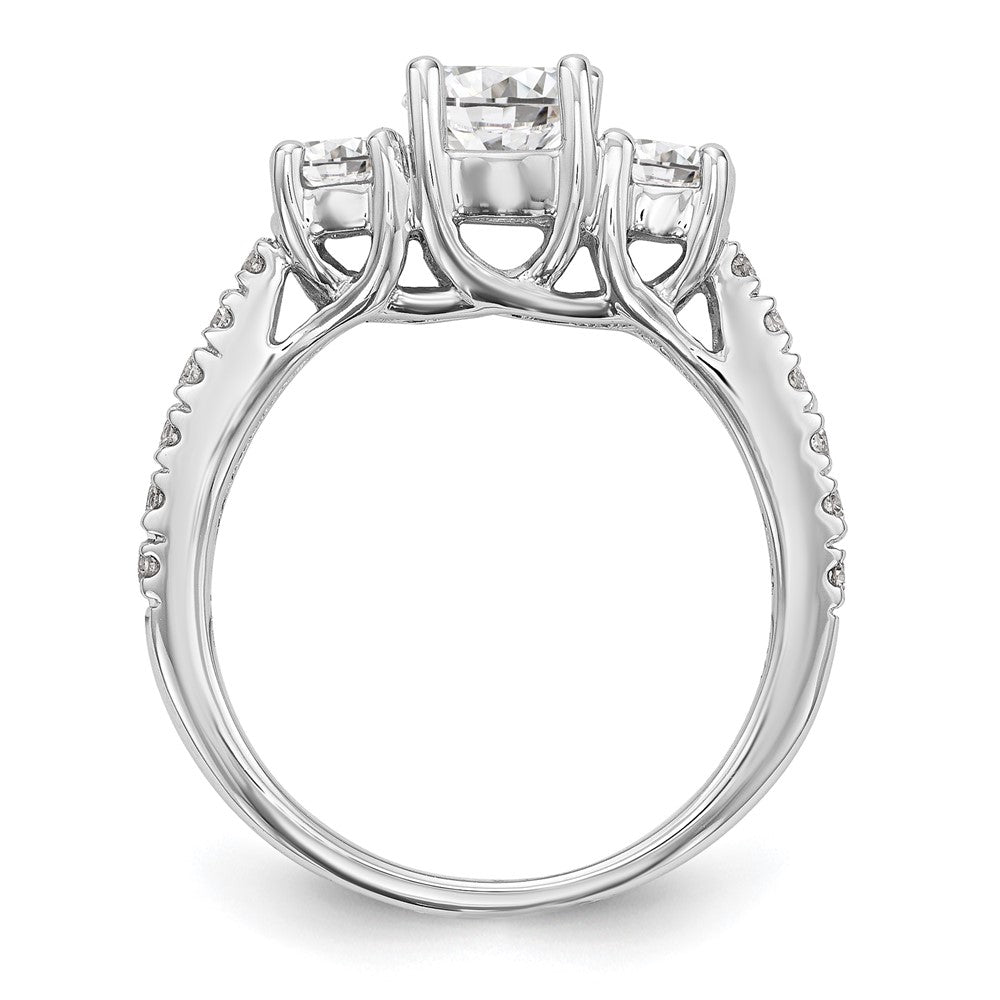 14K White Gold 3 Stone Simulated Diamond Engagement Ring
