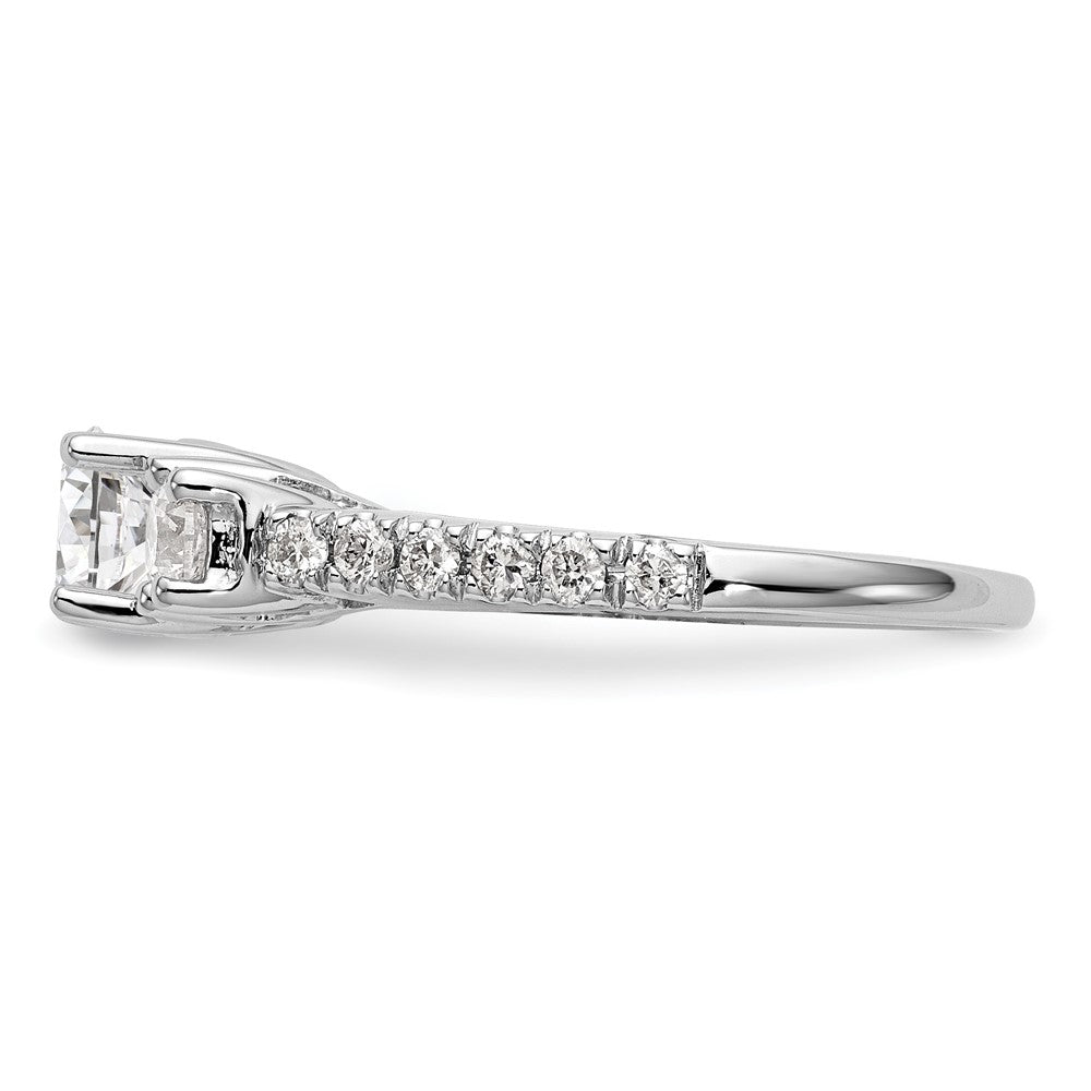 14K White Gold 3 Stone Simulated Diamond Engagement Ring