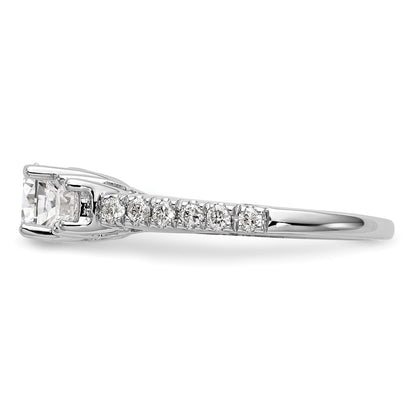 14K White Gold 3 Stone Simulated Diamond Engagement Ring
