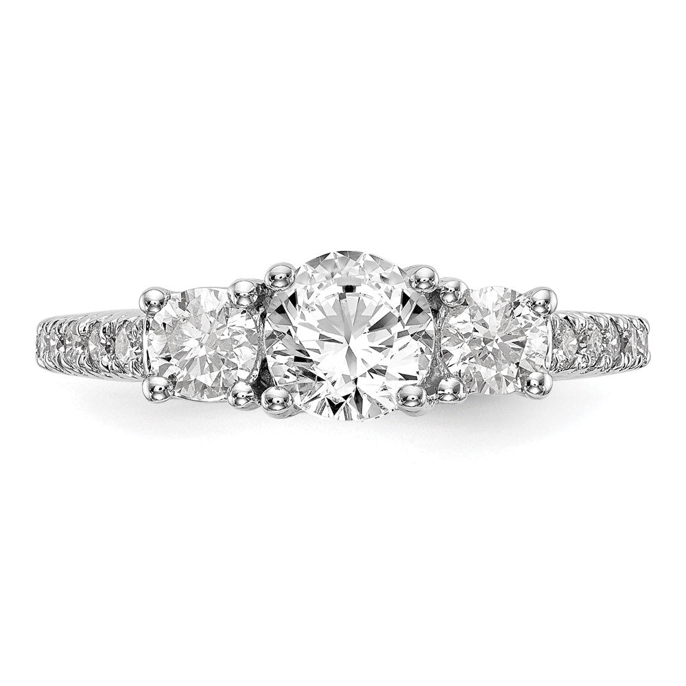 14K White Gold 3 Stone Simulated Diamond Engagement Ring