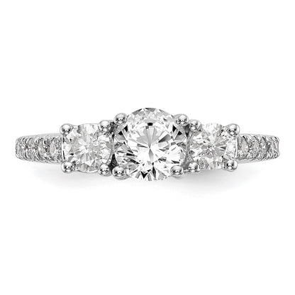 14K White Gold 3 Stone Simulated Diamond Engagement Ring