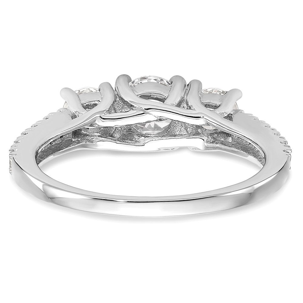 14K White Gold 3 Stone Simulated Diamond Engagement Ring