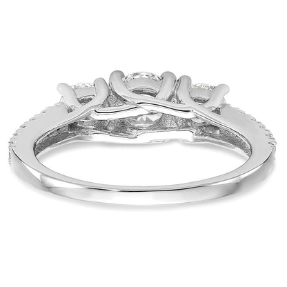14K White Gold 3 Stone Simulated Diamond Engagement Ring