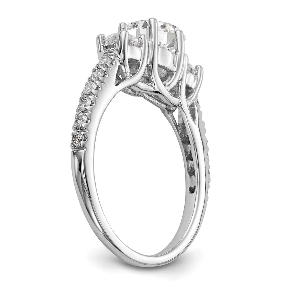 14K White Gold 3 Stone Simulated Diamond Engagement Ring