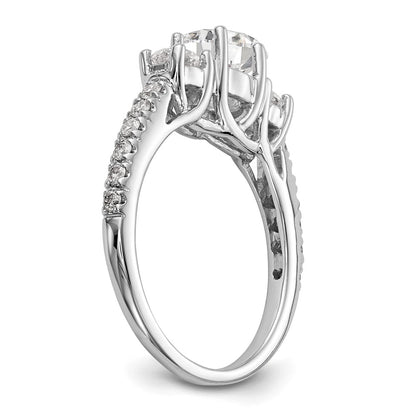 14K White Gold 3 Stone Simulated Diamond Engagement Ring