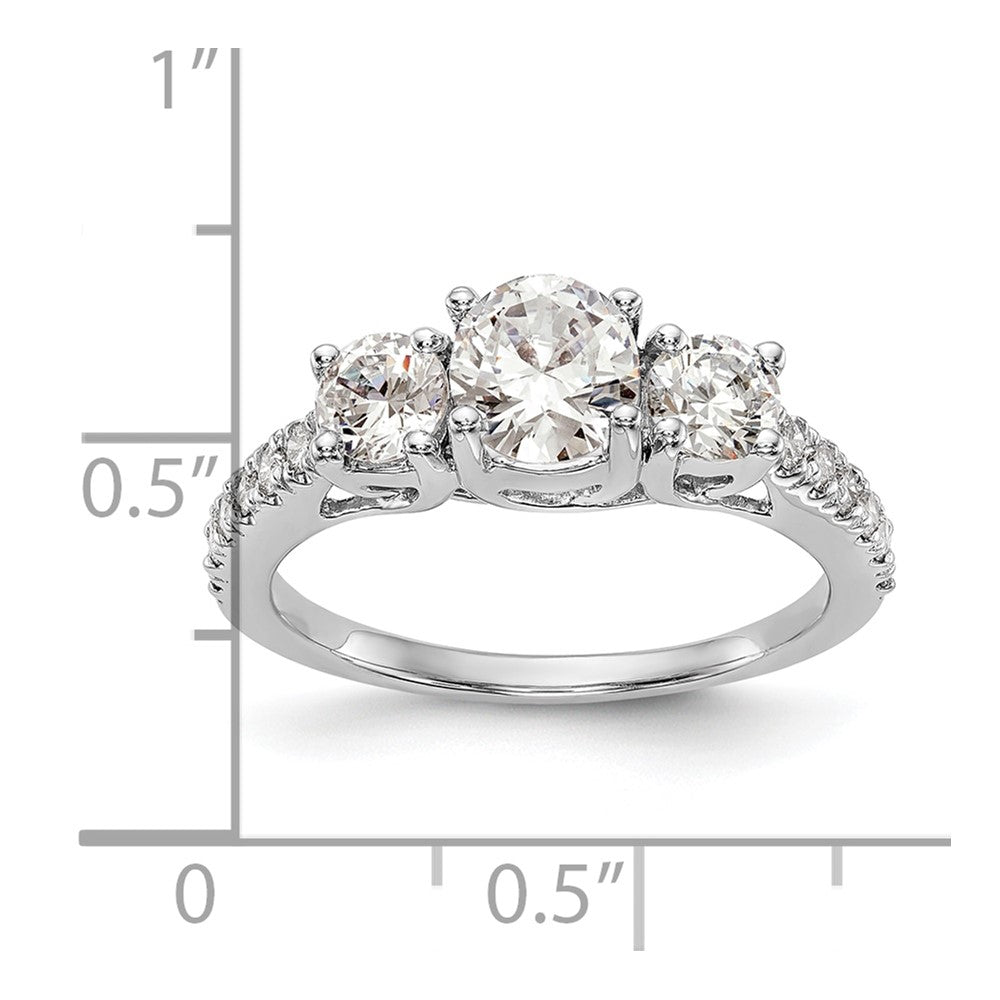 14K White Gold 3 Stone Simulated Diamond Engagement Ring