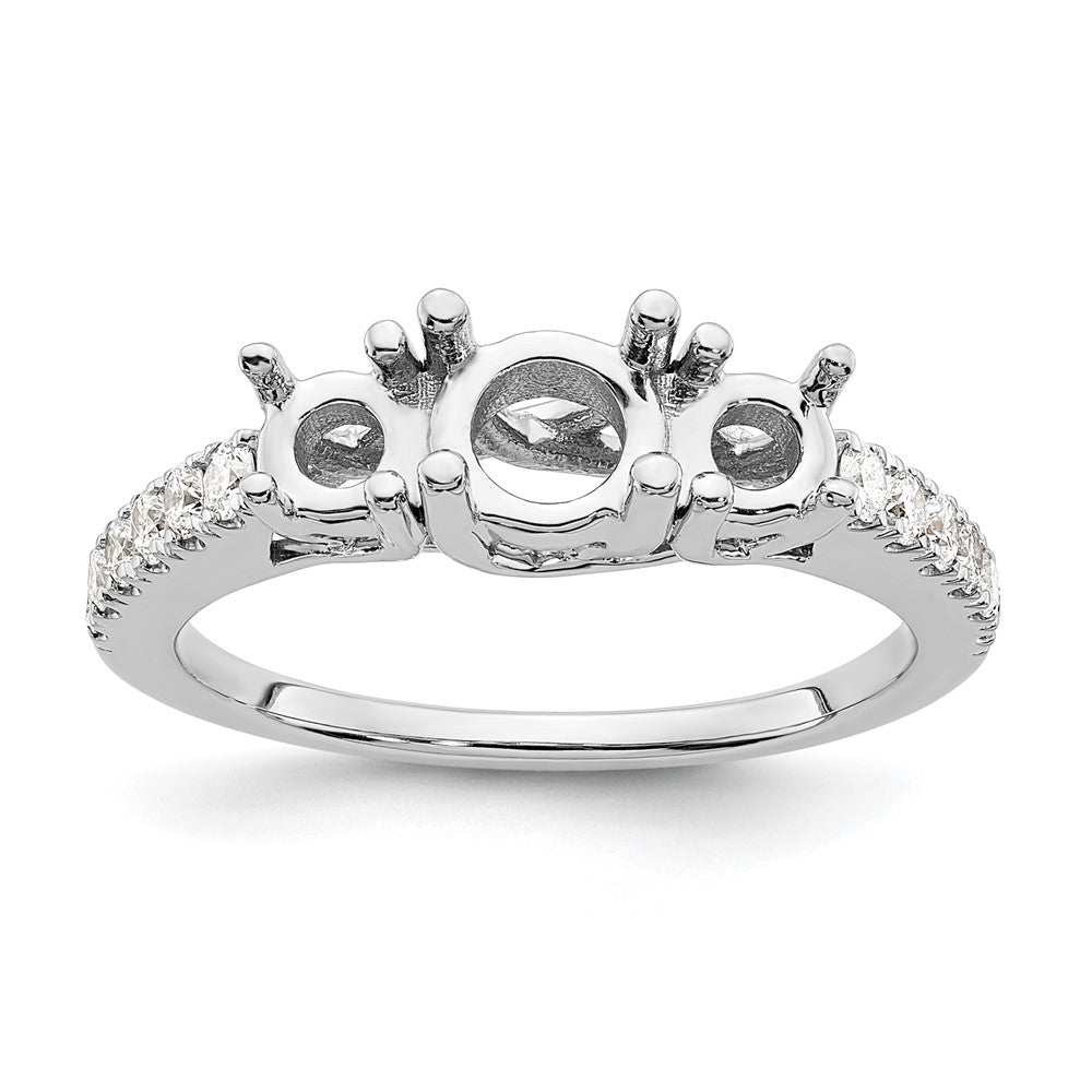 14K White Gold 3 Stone Simulated Diamond Engagement Ring