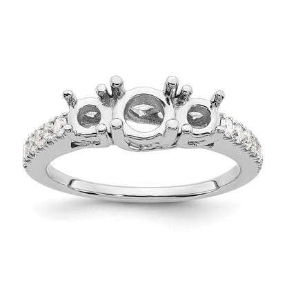 14K White Gold 3 Stone Simulated Diamond Engagement Ring