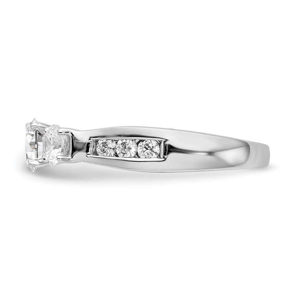 14K White Gold Peg Set 3 Stone Simulated Diamond Engagement Ring