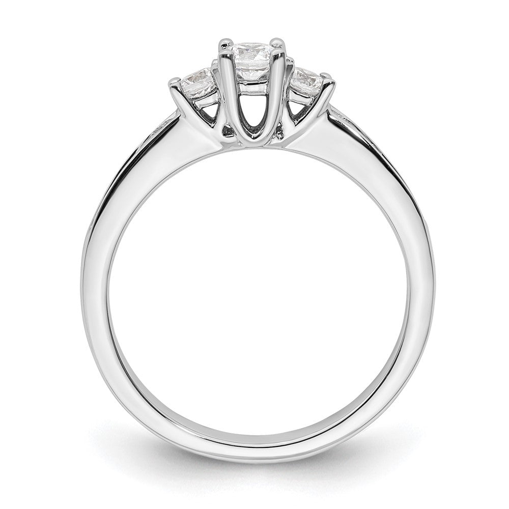 14K White Gold 3 Stone Simulated Diamond Engagement Ring