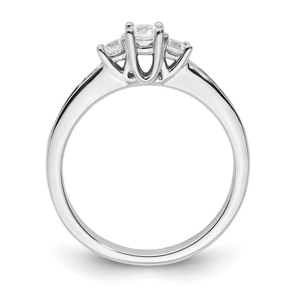 14K White Gold 3 Stone Simulated Diamond Engagement Ring