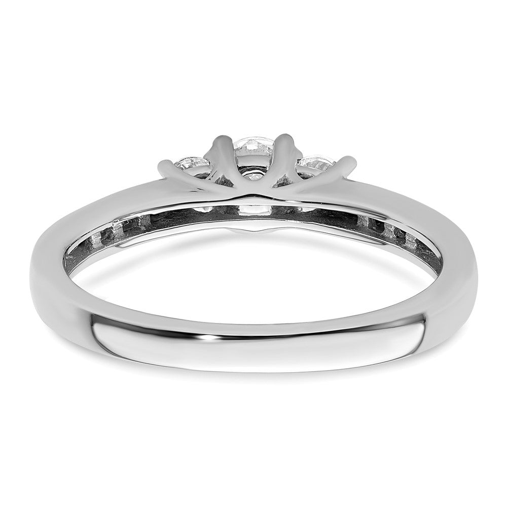 14K White Gold 3 Stone Simulated Diamond Engagement Ring